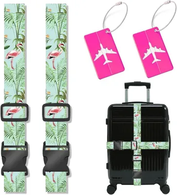 Image de Sangles de valise avec fermeture à clip, lot de 4, réglables, pour bagages de voyage