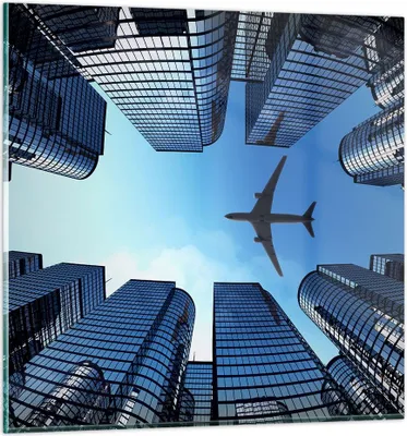 Produktbild von Bilder auf glas - Himmel Stadt Agglomeration Wolkenkratzer - 30x30cm - Glasbilder - Wandbilder - Kunstdruck - Wanddekoration aus Glas - Glas Bilder - Wandbild auf Glas - GAC30x30-2556