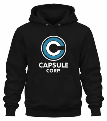 Obrázek produktu pro CAPSULE CORP. Logo Anime Fan Gift Retro Manga Otaku Uni mikina s kapucí, černá, S