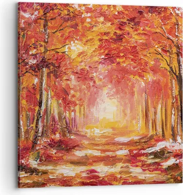 Produktbild von Bild auf Leinwand - Leinwandbild - Einteilig - Herbst Wald Rot - 70x70cm - Wand Bild - Wanddeko - Wandbilder - Leinwanddruck - Bilder - Wanddekoration - Leinwand bilder - Wandbild - AC70x70-4238