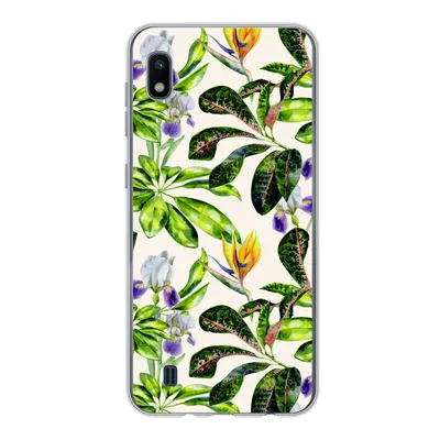 Produktbild von MuchoWow® Handyhülle Schutzhülle Hülle für Samsung Galaxy A10 Blätter - Strelitzia - Blüte Silikon Softcase Handy Hülle - Schutzhülle