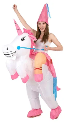 Produktbild von Aufblasbares Prinzessin auf Einhorn Damenkostüm Huckepack bunt - Einheitsgröße