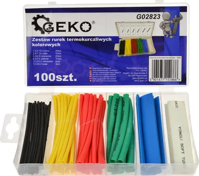 Obrázok produktu pre Sada teplom zmršťovacích bužírok, 6 veľkostí, farebné, 100ks Geko