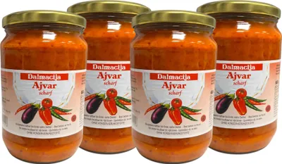 Produktbild von Dalmacija Ajvar scharf, 4x 680g Glas, Paprikapaste, Paprikazubereitung