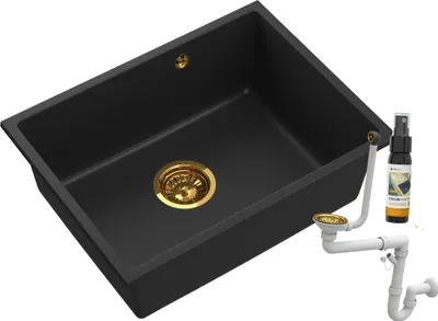 Produktbild von Granitan | Granitspüle Manado 60 - Unterbauspüle - Goldsiphon - Modernes Design - Hochwertige Materialien