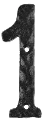 Gusseiserne Hausnummer 1, braun, 13,5x4,5 cm, rustikal