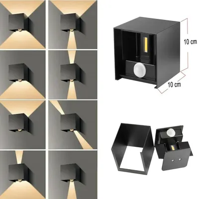 Produktbild von LED Wandleuchte 4er-Set - Moderne Wandlampe - 7 W - Dimmbar - Warmweiß 2700–3500 K - Up & Down Licht - Schwarzes Aluminium
