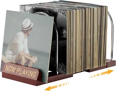 Productafbeelding van Famanu: Uitbreidbaar vinylrek voor 30-70 LP's - Hout en metaal