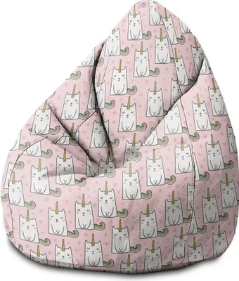 Produktbild von Dreamroots Bean Bag Sitzsack Kinder mit füllung, Bodenkissen Kinder Sitzsack, Sitzsack Kinderzimmer 70x70x105 cm, Sitzkissen Boden Kinder, Unicorn Cat