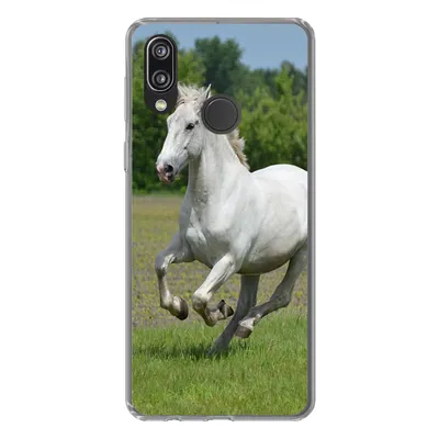 Produktbild von MuchoWow® Handyhülle Schutzhülle Hülle für Huawei P20 Lite (2020) Pferde - Natur - Weiß Silikon Softcase Handy Hülle - Kartenhalter