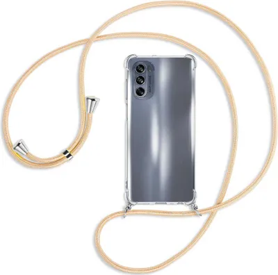 Produktbild von Handykette Backcover-Schutzhülle mit Band (Metall silberfarben) für Motorola Moto G62 5G (6.5'') - Goldkordel