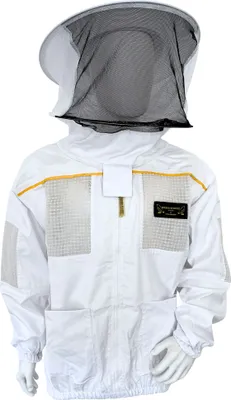 Produktbild von Imkerjacke Schutzjacke Jacke LOW-AIR mit integriertem Schleier weiß mit Reißverschluss, Größe L