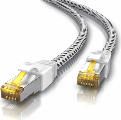 Produktbild von Primewire Patchkabel CAT 7 Rohkabel mit Baumwollummantelung - Gigabit Ethernet LAN Kabel - 10 Gbit/s - S/FTP PIMF Schirmung - Netzwerkkabel - 5m