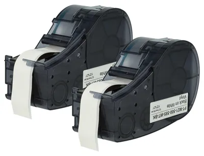 Produktbild von vhbw 2x Schriftband-Kassette Ersatz für Brady M21-500-595-WT für Etiketten-Drucker 6,4m x 12,7mm Schwarz auf Weiß, Vinyl