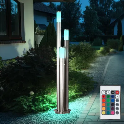 Produktbild von RGB LED Stehlampe, Edelstahl, dimmbar, Fernbedienung, H 170 cm
