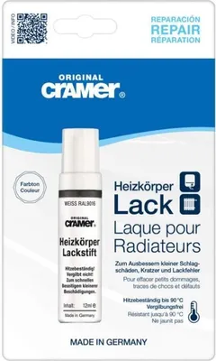 Obrázek produktu pro Pero pro opravu škrábanců Original Cramer Heizkorper Lack, bílá RAL 9016, 12 ml