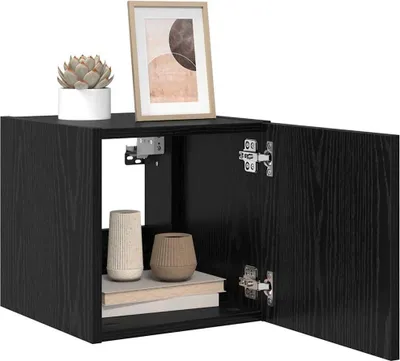 Immagine prodotto di Mobile TV da parete con LED Rovere Nero 30,5 x 35 x 30 cm