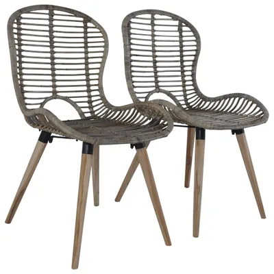 Image de vidaXL Chaises de salle à manger 4 pcs. Marron Rotin naturel