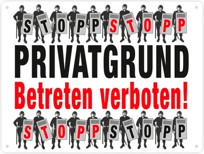 Produktbild von Privatgrund Metallschild XXL in 28x38 cm in weiß mit Spruch Betreten verboten