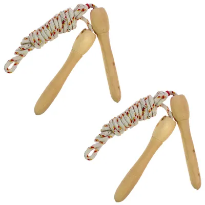Produktbild von 2er Set Springseil 2m mit Holzgriffen Hüpfseil Sprungseil Für Kinder und Erwachsene Fitness Training Spiel Sprung Seil