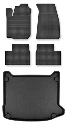 Productafbeelding van Rubberen automatten + kofferbakmat voor Dacia Lodgy I vanaf 2012 – 5-delig, zwart, op maat – Wielganizator Semi-Universal