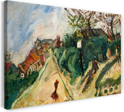 Produktbild von Leinwandbild (100x70cm): Chaim Soutine - Paysage avec personnage, echter Holz-Keilrahmen inkl. Aufhänger, handgefertigt in Deutschland