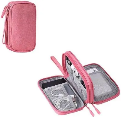 Immagine prodotto di Organizer da viaggio elettronico, impermeabile, portatile, custodia per cavi da viaggio, custodia multifunzionale per chiavetta USB, disco rigido, power bank, caricabatterie, mouse, cavi USB e cuffie, rosa