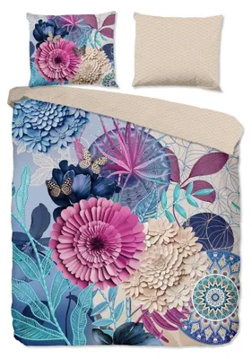 Productafbeelding van HIP Dekbedovertrek "Nishell" - Blauw - (200x220 cm) - 100% Katoen