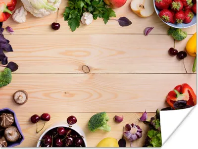 Produktbild von MuchoWow® Poster Obst - Erdbeere - Paprika - Küche 160x120 cm - Foto Plakat