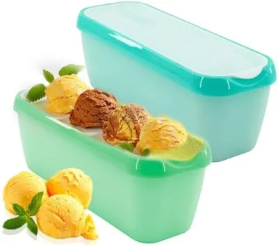 Productafbeelding van PromoHome® Set ijsblokjesbakken – 2 stuks, 1,5 liter, met deksels, turquoise