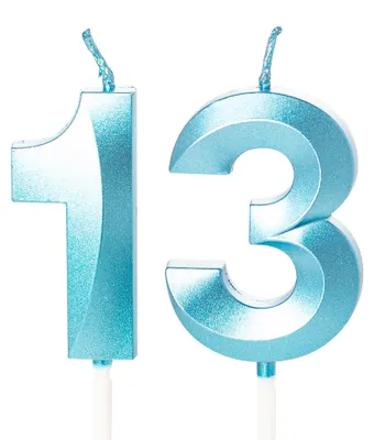 Productafbeelding van Cakendecoratie met blauwe 13 verjaardagskaars