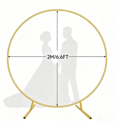Image de Arche de mariage - Arche décorative en métal, de forme ronde - Support pour ballons et fleurs - Structure de fond de 2 mètres - Décoration pour jardin et fêtes - Or