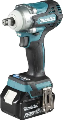 A cordless impact wrench with a battery pack attached, shown against a white background.