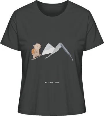 Produktbild von Mr. & Mrs. Panda Basic Shirt Damen Bär Bergsteigen Größe S - Anthrazit - Geschenk, Wandern, Trekking, Oberteil, T-Shirt, Kurzarmshirt, Bergsport, Alpinismus, Alpinwandern