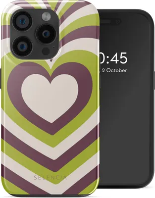 Productafbeelding van Selencia Vivid Backcover met MagSafe voor de Apple iPhone 15 Pro - Double Hearts Plum Fern