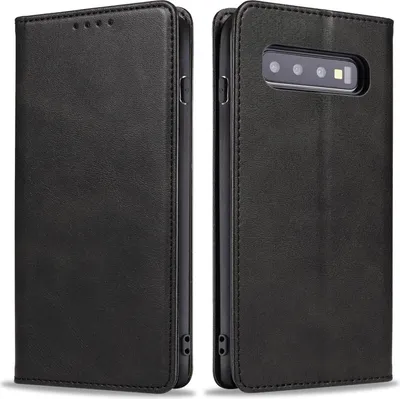 Produktbild von Handyhülle für Samsung Galaxy S10 Kunstleder Flip Cover Hülle Handytasche Case Kartenfach Farbe: Schwarz