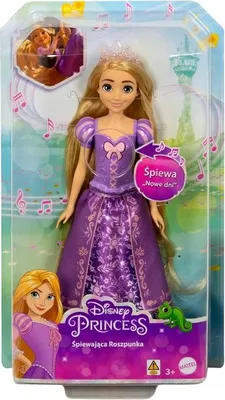 A singing Rapunzel doll in its packaging, with musical notes and castle imagery on the box.