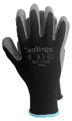Produktbild von Latex-beschichtete Arbeitshandschuhe, 24 Paar, Größe L - 9, Schwarz