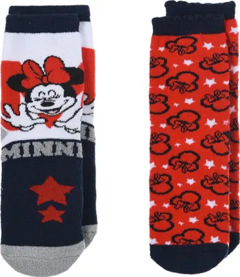 Produktbild von Minnie Mouse Kinder Mädchen Socken 2 Paar Gumminoppen Stopper-Socken Strümpfe Paket, Größe:31-34