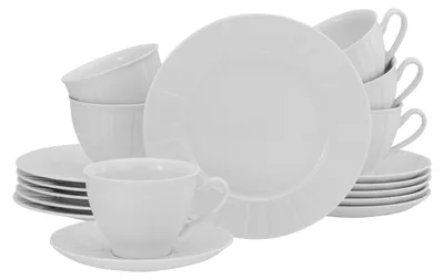 Zdjęcie produktu dla CreaTable, 17607, Barcelona Weiss, zestaw do kawy 18-częściowy, porcelana