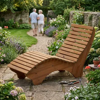 Produktbild von Holzliege Wellenliege "Ruhe-Vroni" (Thermoholz) Breite 90cm Waldsofa