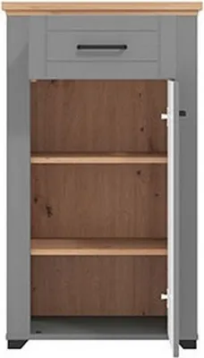 Produktbild von Dmora Flur-Kommode Rogeno 61x41x105h cm Grau, eine Schublade, 2 Regale