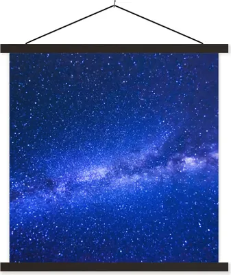 Produktbild von MuchoWow® Textilposter Sternenhimmel - Universum - Blau - Jungen - Mädchen - Kinder 120x120 cm mit schwarzem Rahmen - Aufhängungsset