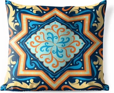 Produktbild von MuchoWow® Outdoor Kissen - Stern - Orange - Blau - Muster - 40x40 cm - Wetterfest - Lounge Kissen - Kopfkissen - Interieur - Polster mit Bild