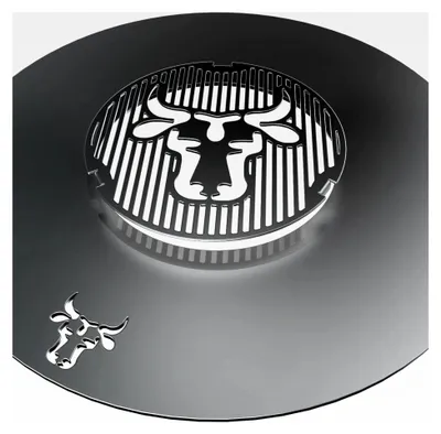 Produktbild von Grillring und Grilleinsatz | Rund | BBQ Motiv | Stahl | Grillrost für Grillplatte Plancha, Größe: 80 cm