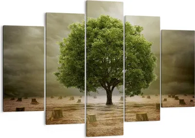 Produktbild von Bild auf Leinwand - Leinwandbild - Baum Feld Umwelt - 150x100cm - Wand Bild - Wanddeko - Leinwanddruck - Bilder - Kunstdruck - Wanddekoration - Leinwand bilder - Wandkunst - EA150x100-2727