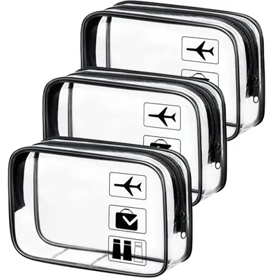 Produktbild von Kulturtasche Transparent 3 Stück Kosmetiktasche Wasserdicht PVC TSA-zugelassen