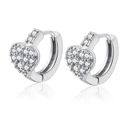 Produktbild von Ohrschmuck Damenohrringe Zirkonia Herz Creole Ohrcreolen Glitzerstein GESCHENKIDEE, Sterlingsilber 925, inklusive Geschenkschachtel