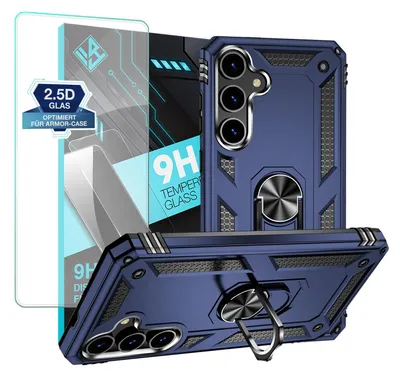 Produktbild von Armor Outdoor Handyhülle für Samsung Galaxy S24 Handy Panzer Case Schutzhülle mit 9H Displayglas Displayschutz Farbe: Blau