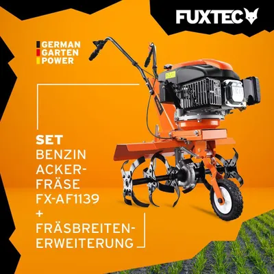 Produktbild von FUXTEC Ackerfräse | Bodenhacke | Motorhacke | 36-66cm Breite | 4-Takt | 139ccm | 33,6kg | 1,2L | 2,2kw | Easy-Starter | FX-AF1139-SET